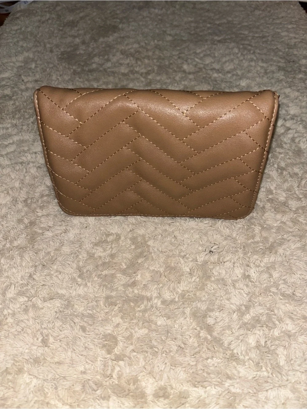Quilted Tan Shoulder Bag/Purse - Women's Crossbody with gold chain strap